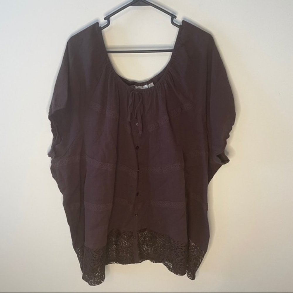 Avenue Brown peasant blouse